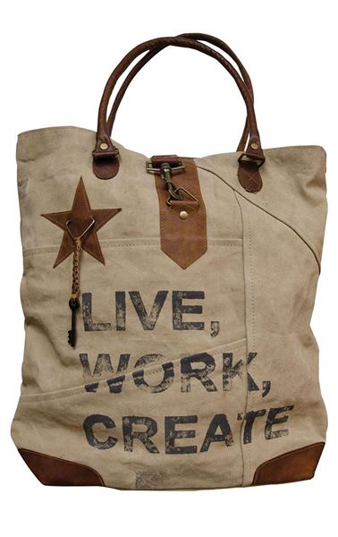 Col House Designs - Wholesale| Vintage Live, Work, Create Canvas Bag