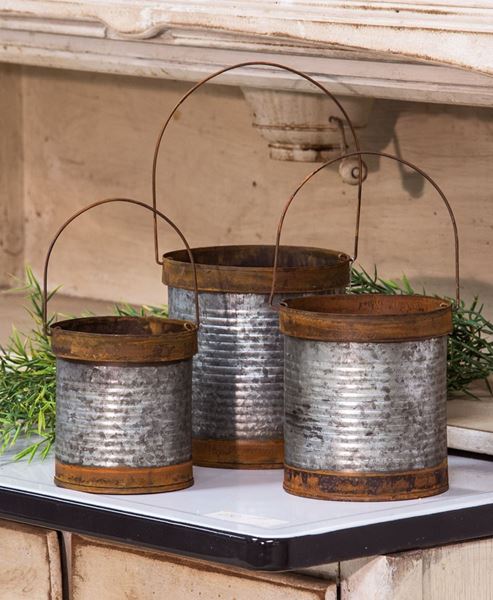 Picture of Rusty Galvanized Metal Canisters, 3/Set