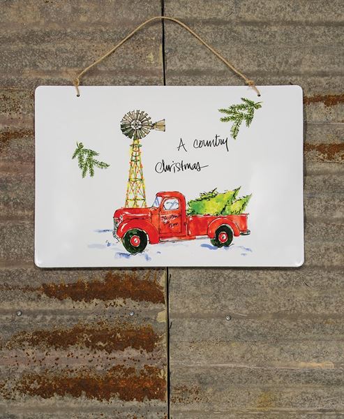 Country Christmas Enamel Sign