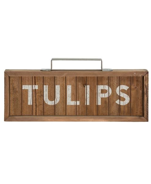 Tulips Slatted Wood Sign w/ Handle
