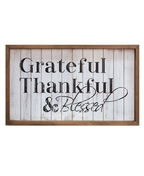 Framed Shiplap Grateful & Blessed Sign