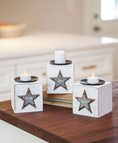 Believe, Family, Love Candle Blocks