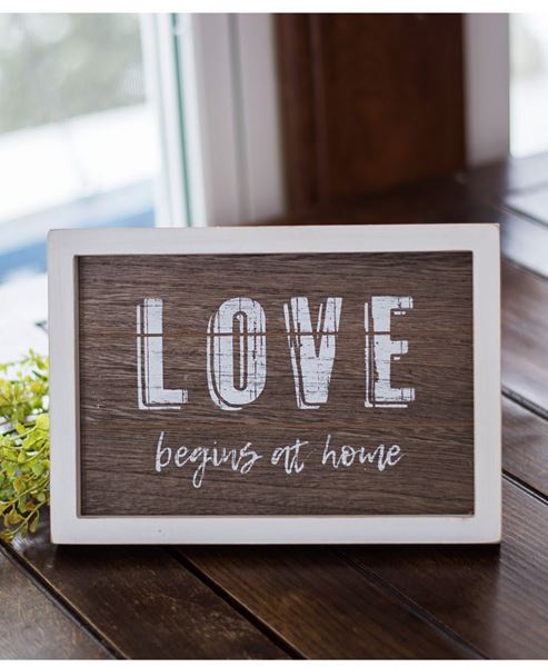 Picture of Love Begins at Home Sign with Easel