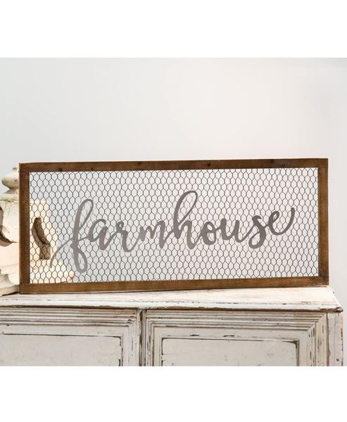 Picture of Framed Chicken Wire Sign - Farmhouse