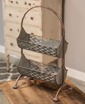 Picture of Galvanized Olive Bucket Two-Tier Organizer
