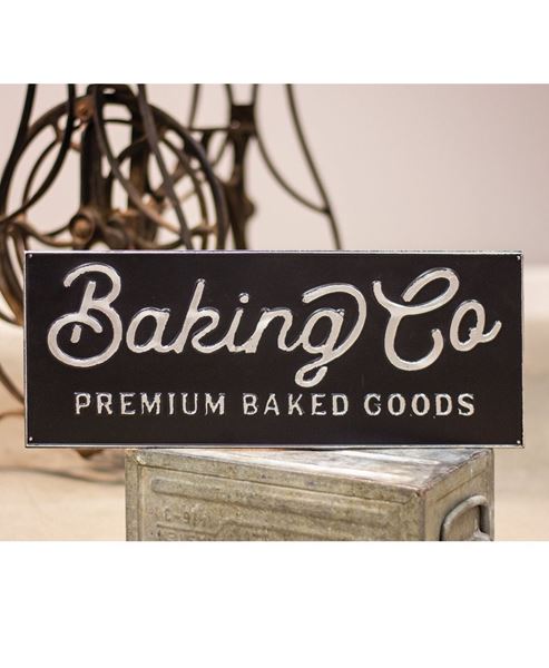 Picture of Black and Galvanized Metal Baking Co. Enamel Sign