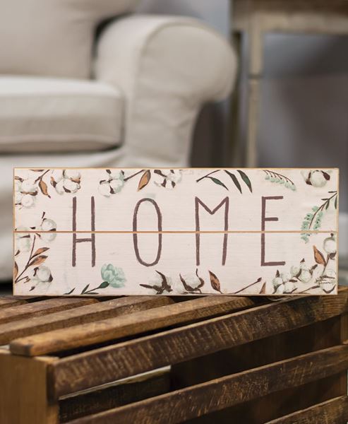 Picture of Cotton and Floral Wall Sign, "Home"