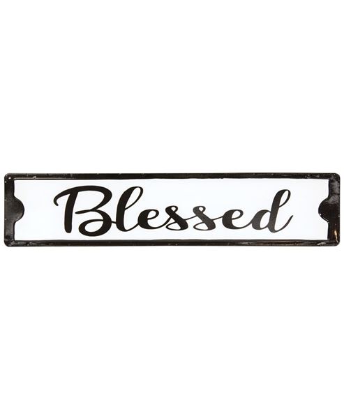 Picture of Blessed Black and White Metal Street Sign