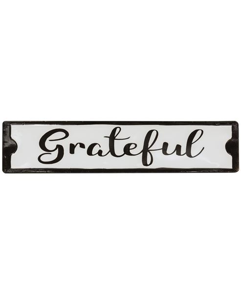 Picture of Grateful Black and White Metal Street Sign