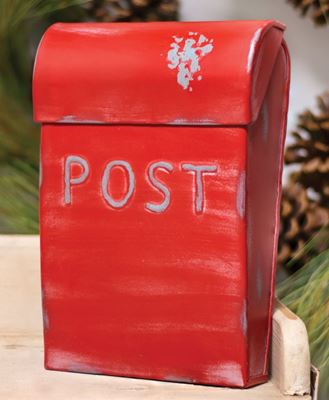 15 1/4 Inch Distressed Red Metal Letters to Santa Mail Post Box 