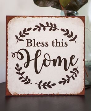 Picture of Bless This Home Distressed Metal Sign