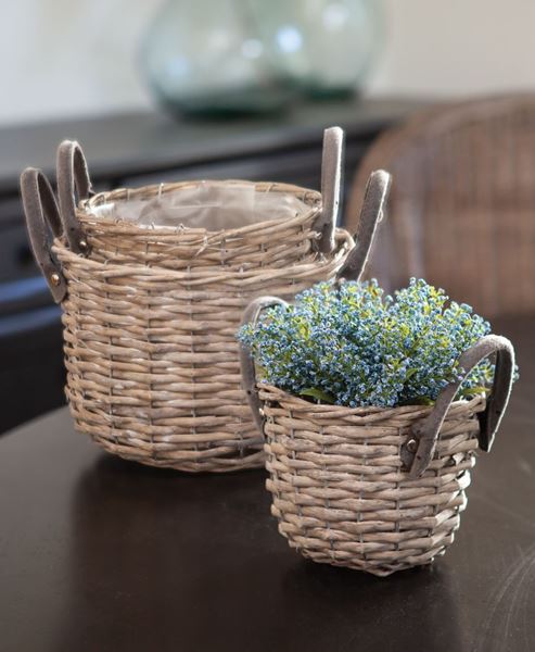 Picture of Gray Round Baskets with Handles, 3/Set
