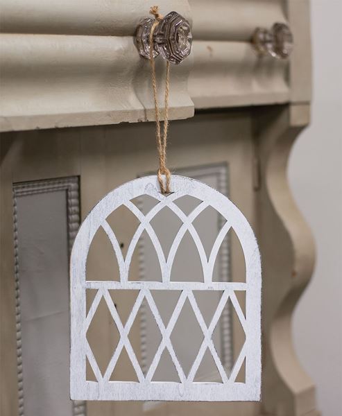 Picture of Distressed White Cathedral Window Ornament