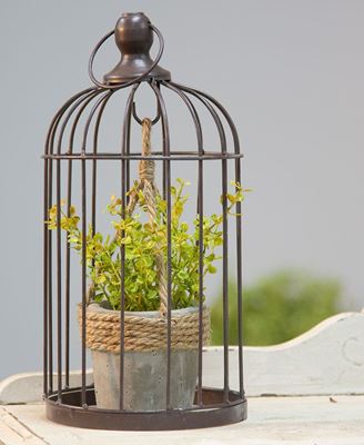 Picture of Vintaged Birdcage w/ Hanging Cement Planter, Small