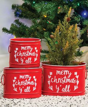 Picture of Merry Christmas Y'all Buckets, 3/Set