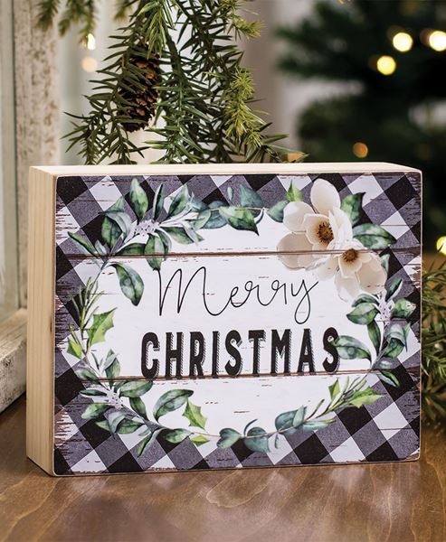 Picture of Merry Christmas Buffalo Check Box Sign