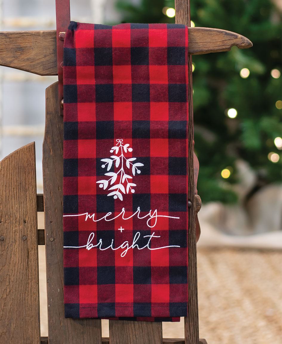 Col House Designs - Wholesale Red Buffalo Check Merry & Bright Christmas  Towel