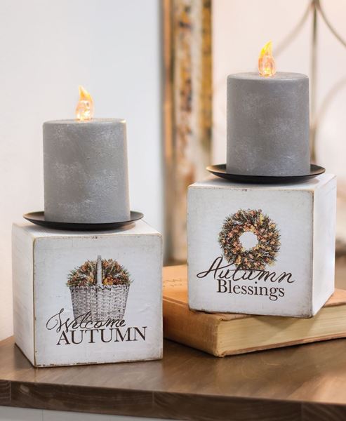 Picture of Autumn Blessings Candle Block, 2 Asst.