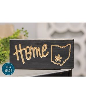 Picture of Engraved Home with Ohio & Buckeye Leaf Sign