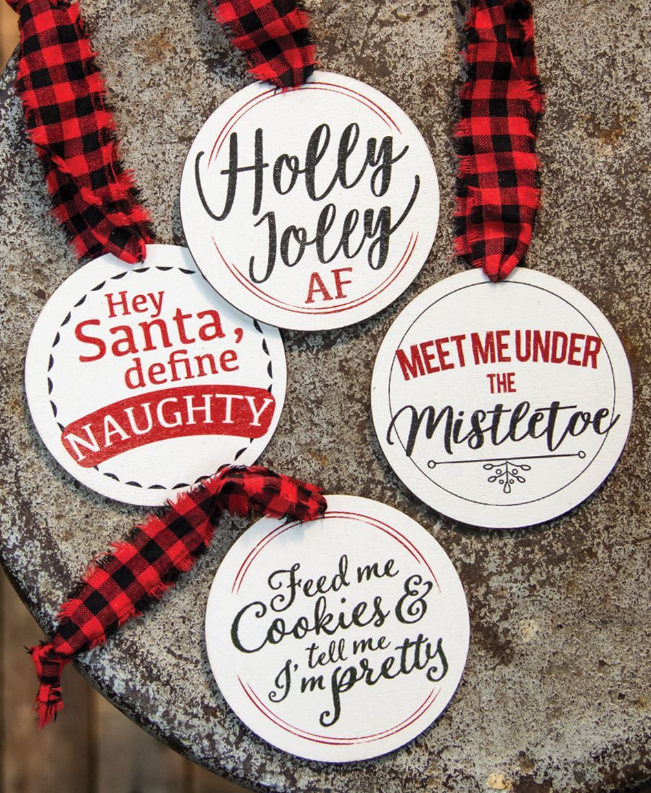 5 **NEW** Handcrafted Wooden COUNTRY CHRISTMAS Ornaments//Hang Tags SET#1E