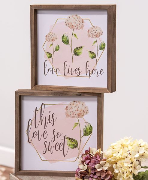 Picture of Love Lives Here Hydrangea Framed Sign, 2 Asstd.