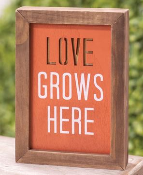 Picture of Love Grows Here Framed Cutout Sign