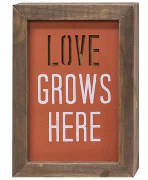 Picture of Love Grows Here Framed Cutout Sign