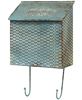 Picture of Vintage Blue Metal Basketweave Post Box w/ Hooks