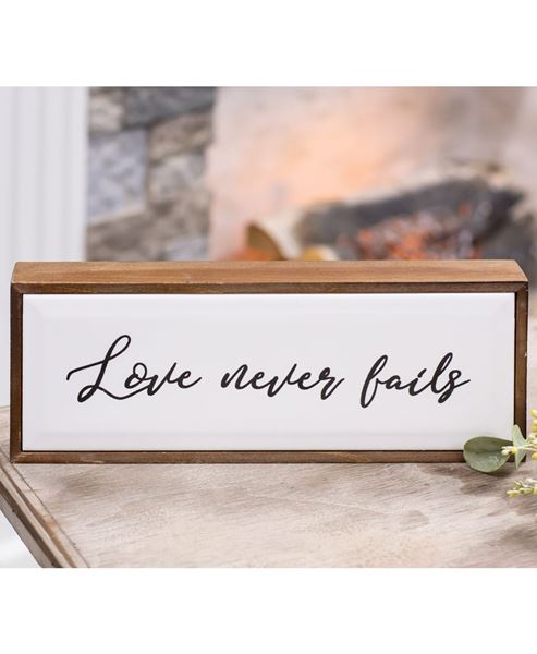 Picture of Love Never Fails Framed Tile Sign