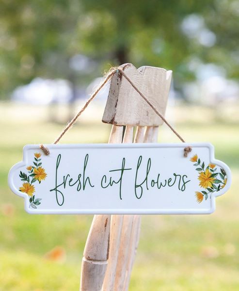 Picture of Fresh Cut Flowers Metal Sign w/ Jute Rope