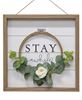 Picture of Stay Awhile Floral Cross-Stitch Framed Sign