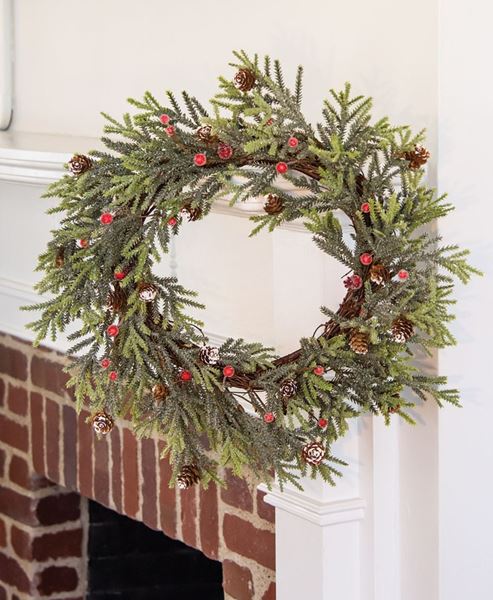 Picture of Mountain Pine Wreath w/ Red Berries, 18"