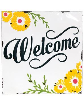 Picture of Welcome Sunflower Vintage Metal Wall Plaque