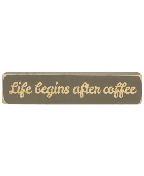 Picture of Life Begins After Coffee Laser Cut Block, 8"