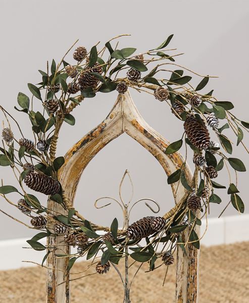 Picture of Silver Frosted Pinecone and Leaf Wreath