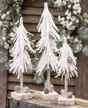 Picture of White Glittered Pinecone Tree 8”
