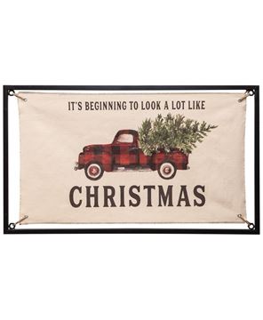 Picture of Christmas Buffalo Check Truck Fabric Sign