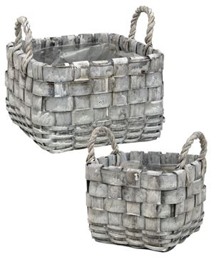 Picture of Square Graywashed Planter Baskets, 2/Set