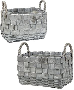 Picture of Rectangle Graywashed Planter Baskets, 2/Set