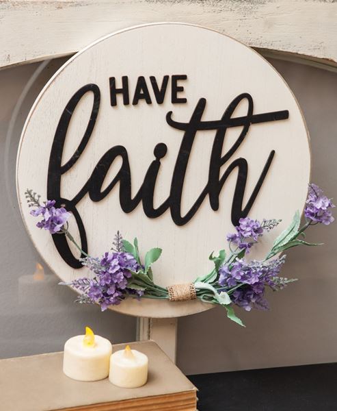 Picture of Have Faith Round Sign w/Lavender