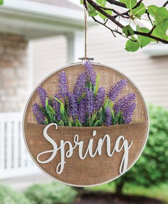 Picture of Spring Lavender Burlap Sampler Wall Hanger
