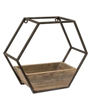 Picture of Wood & Metal Hexagon Wall Planter
