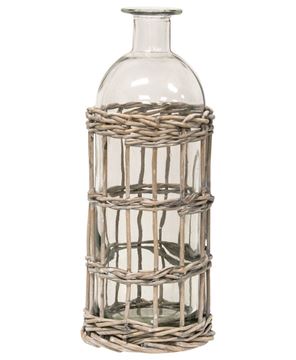 Picture of Graywash Willow Wrapped Glass Bottle, 8.25"H