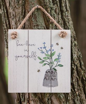 Picture of Bee-Lieve in Yourself Distressed Shiplap Sign