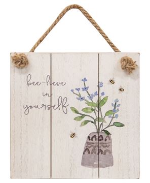 Picture of Bee-Lieve in Yourself Distressed Shiplap Sign