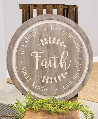 Picture of Distressed Faith Phrases Engraved Round Sign