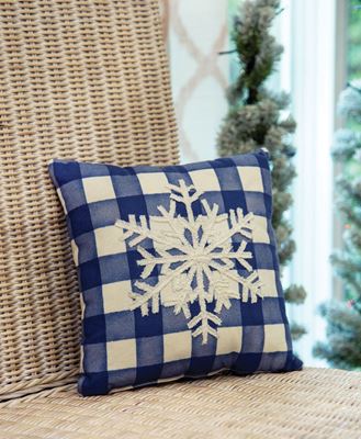 Picture of Blue Check Snowfall Pillow