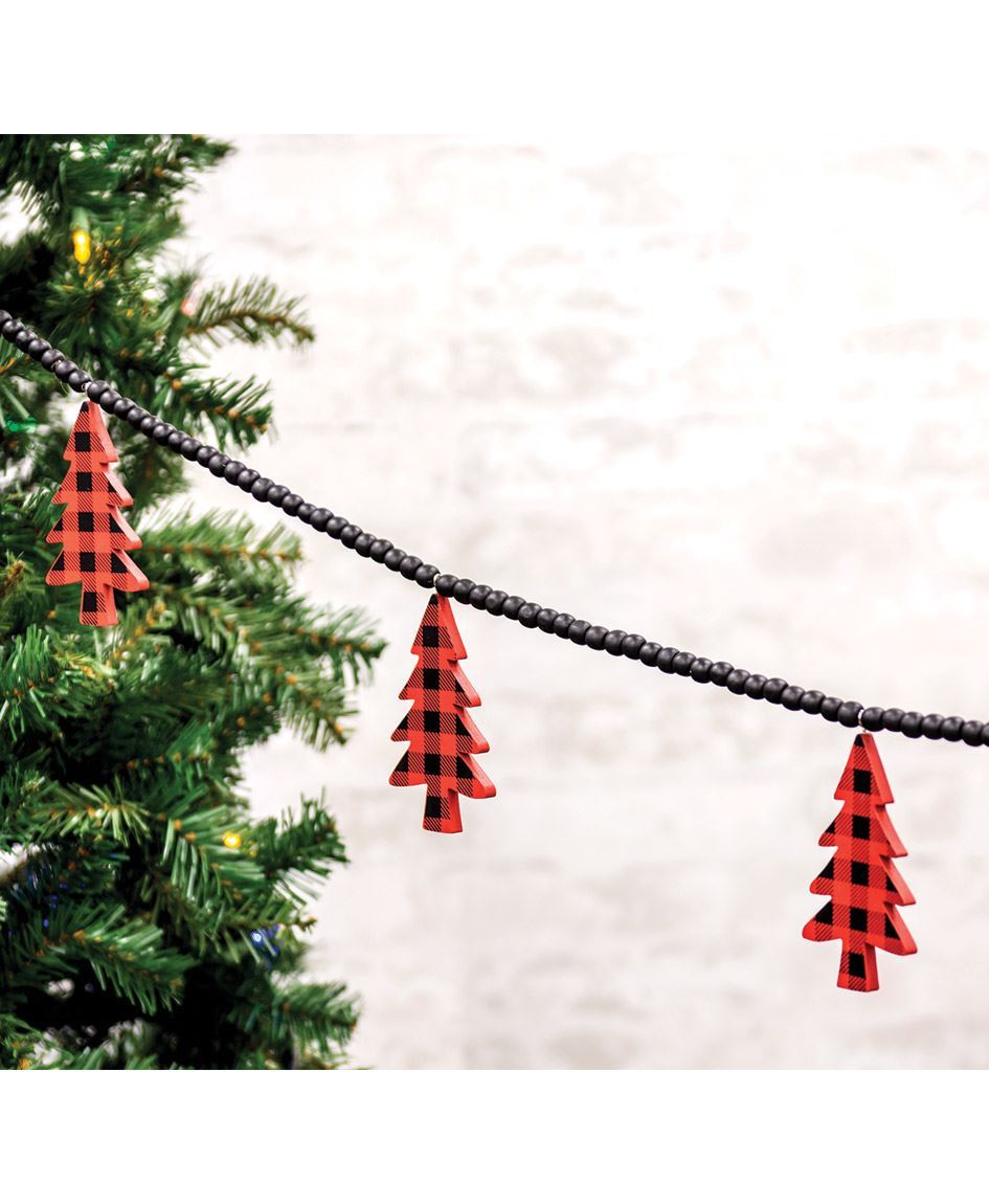 Col House Designs - Wholesale Buffalo Check Christmas Trees Beaded Garland