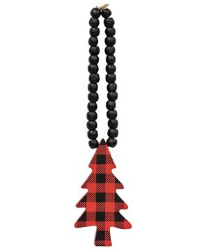 Picture of Red & Black Buffalo Check Beaded Christmas Tree Ornament