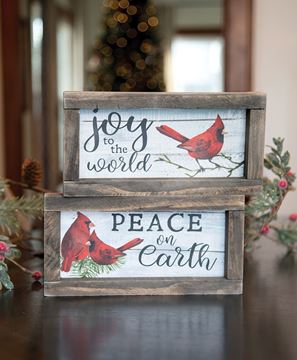 Picture of Joy to the World Cardinal Rustic Framed Sign, 2 Asstd.
